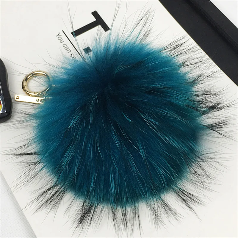 

New Fox Fur Plush Ball Pendant Metal Keyring Pendant Girl Charm Gift Decoration Cute Plush Ball Car Accessories Pendant