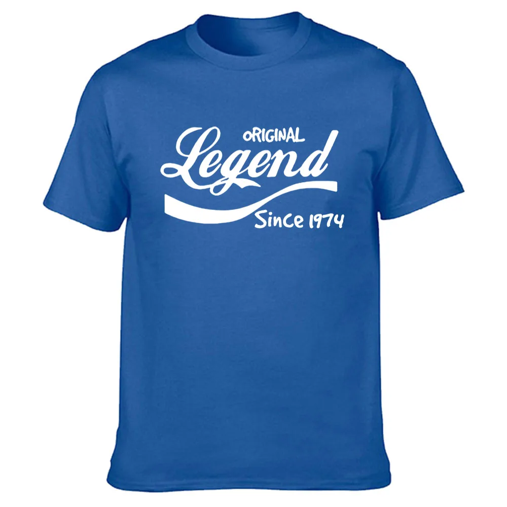 

Fashion Legend Since 1974 T-Shirt Funny Birthday Gift Top Dad Husband Cotton Tshirt Men Clothing Short Sleeve Tops Tees