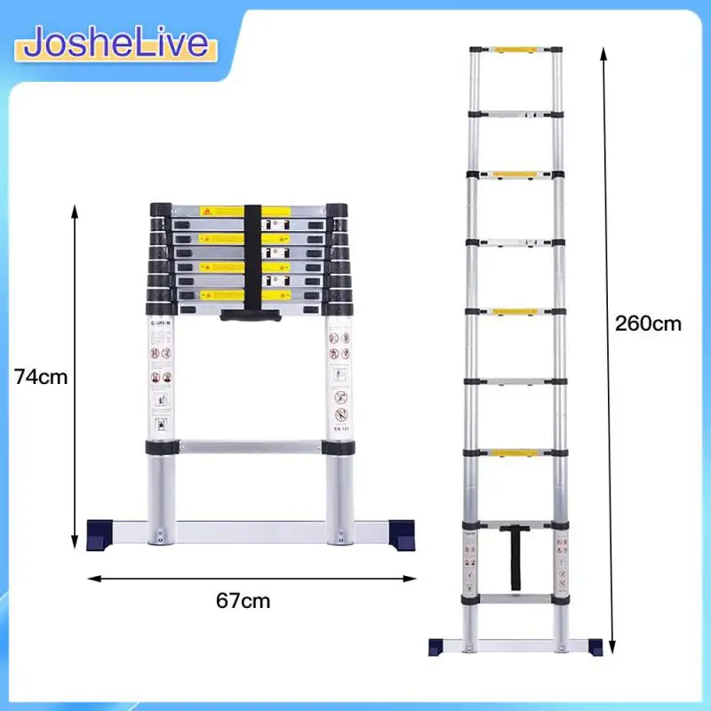 

2.6m Portable Lightweight Telescopic Aluminium Ladder Multifunction Herringbone Ladder Folding Extendable Stepladder Project