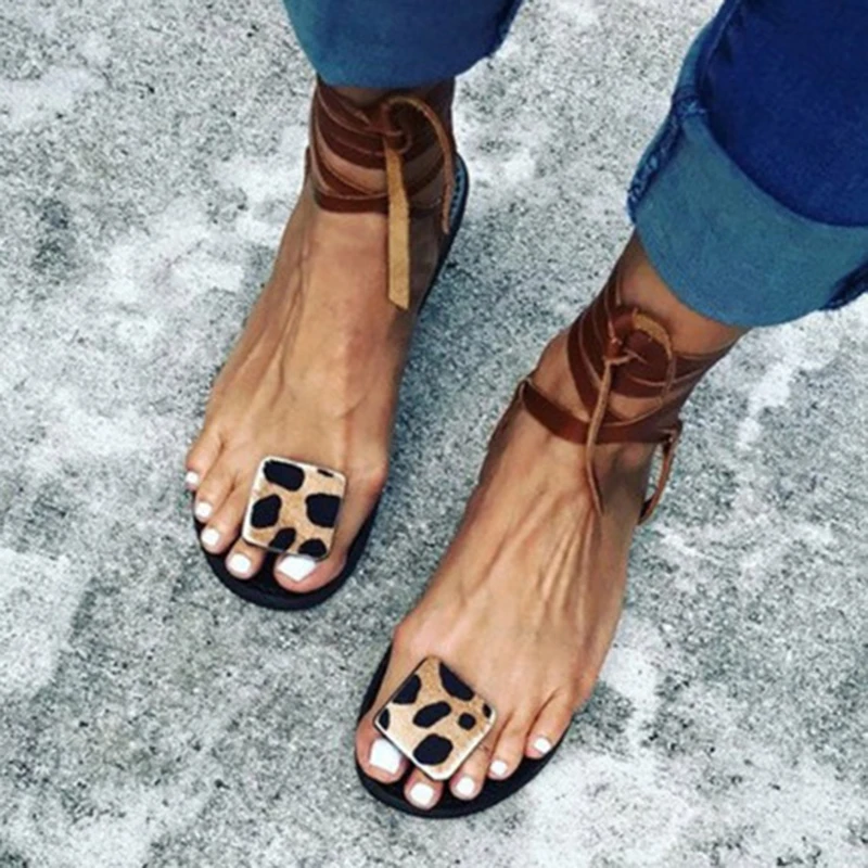 

Women Sandals 2022 New Cross Strap Leopard Shoes Zebra Print Casual Flat Shoes Large Size Fashion Women's Summer Shoes Sandalias