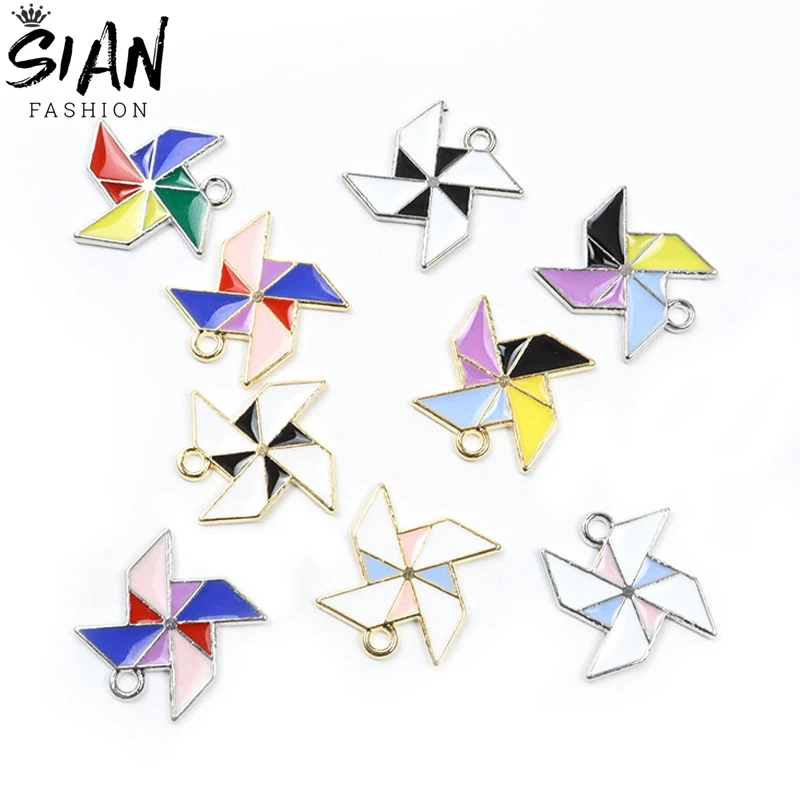 

10pcs/Lot Enamel Mini Windmill Charms for Pendant Necklace Keychains Earrings DIY Jewelry Making Handmade Findings Accessories