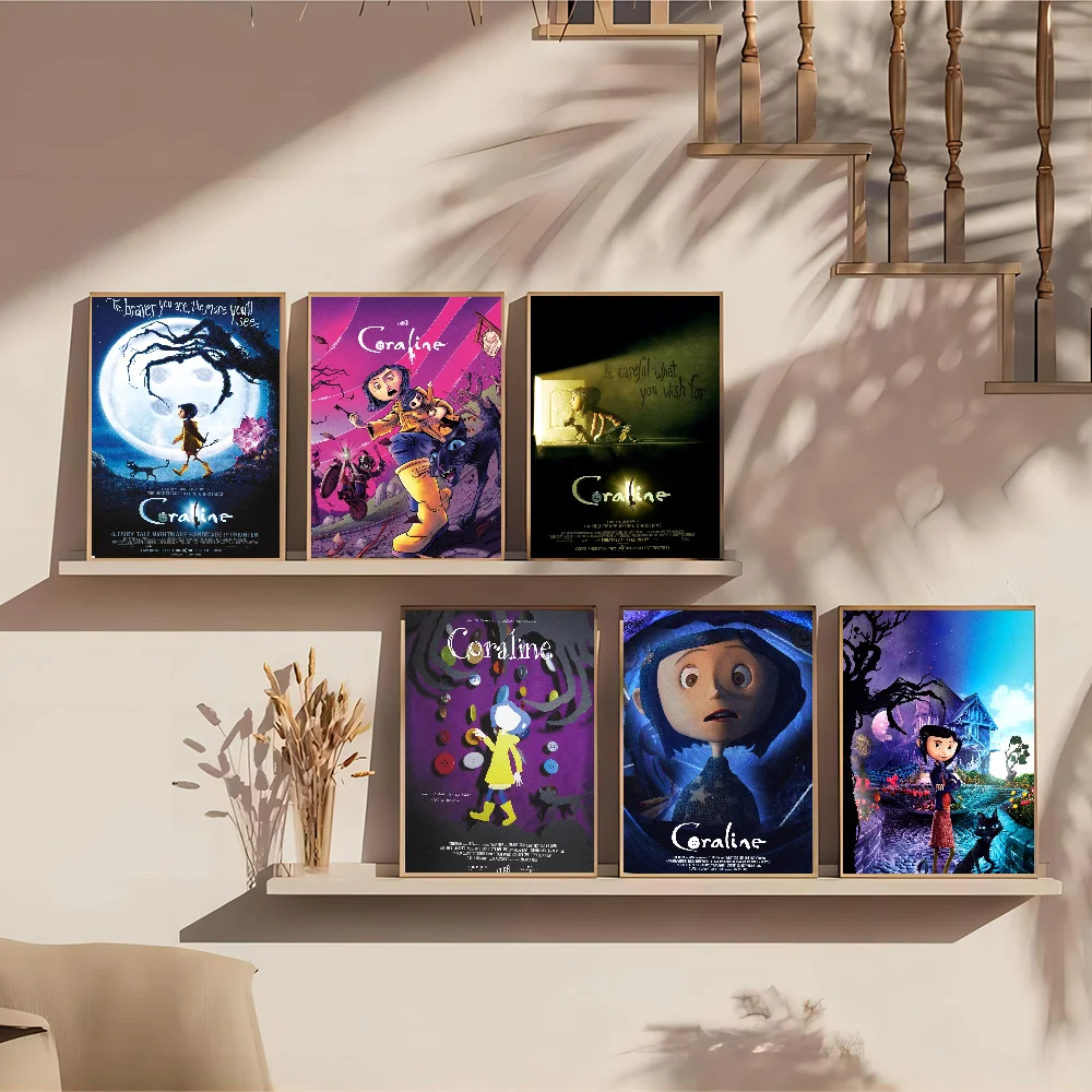 Anime C-Coraline Self-adhesive Art Poster Waterproof Paper Sticker Coffee House Bar Posters Wall Stickers