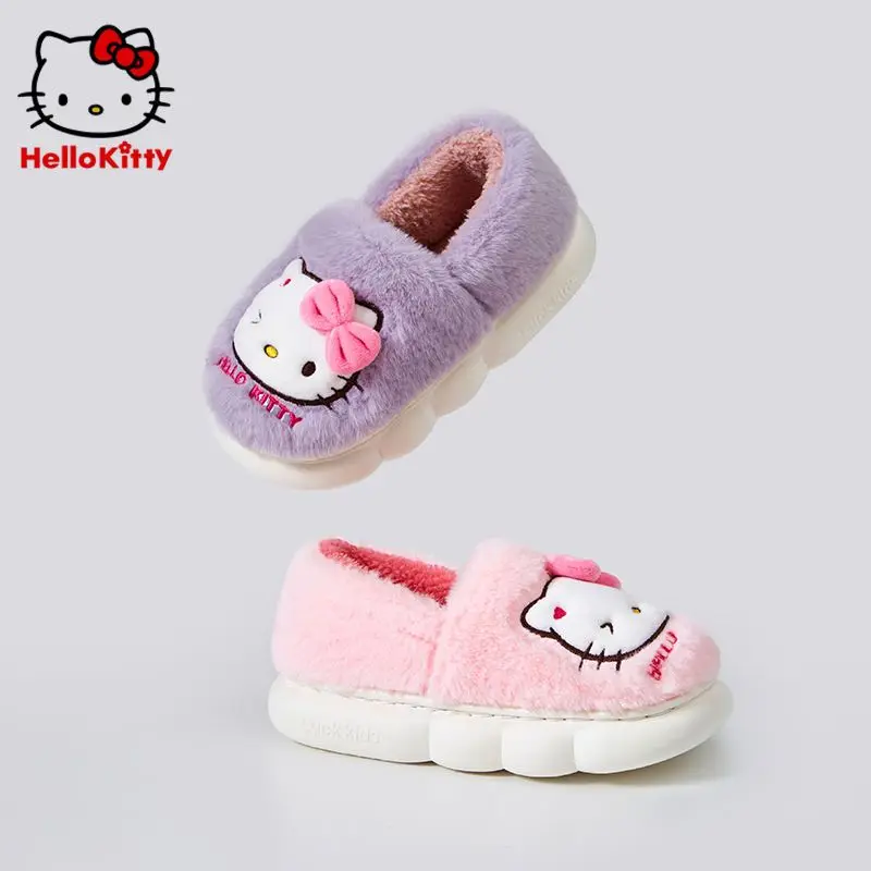 

Sanrio Hello Kitty Kawaii Children's Cotton Shoes Girl Cute Cartoon Winter Super Cute Warm Slippers Cartoon Plush Slippers