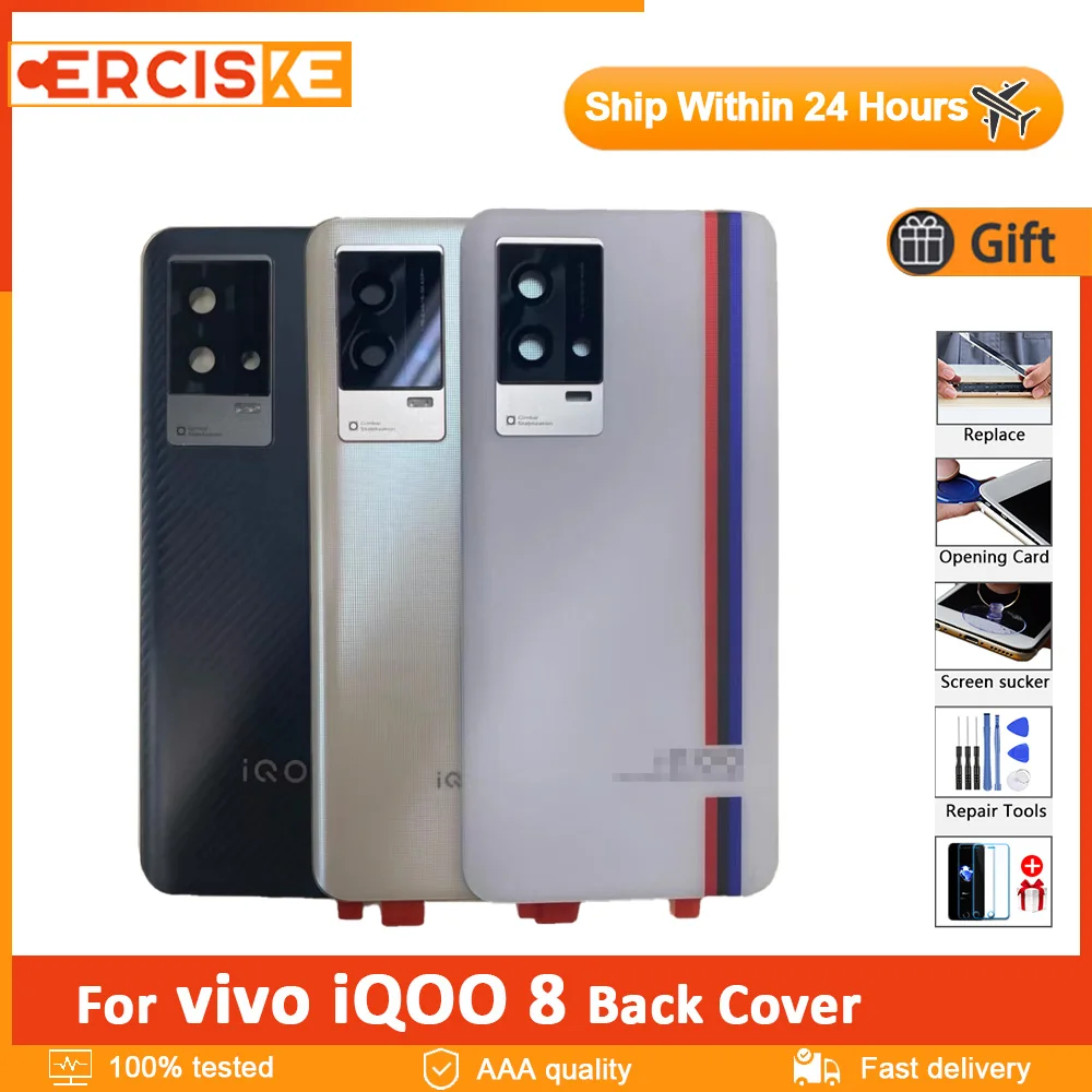 

Original Back Cover For vivo iQOO 8 Back Battery Cover For vivo iQOO8 Back Door V2136A Phone Rear Case Repair Replacement