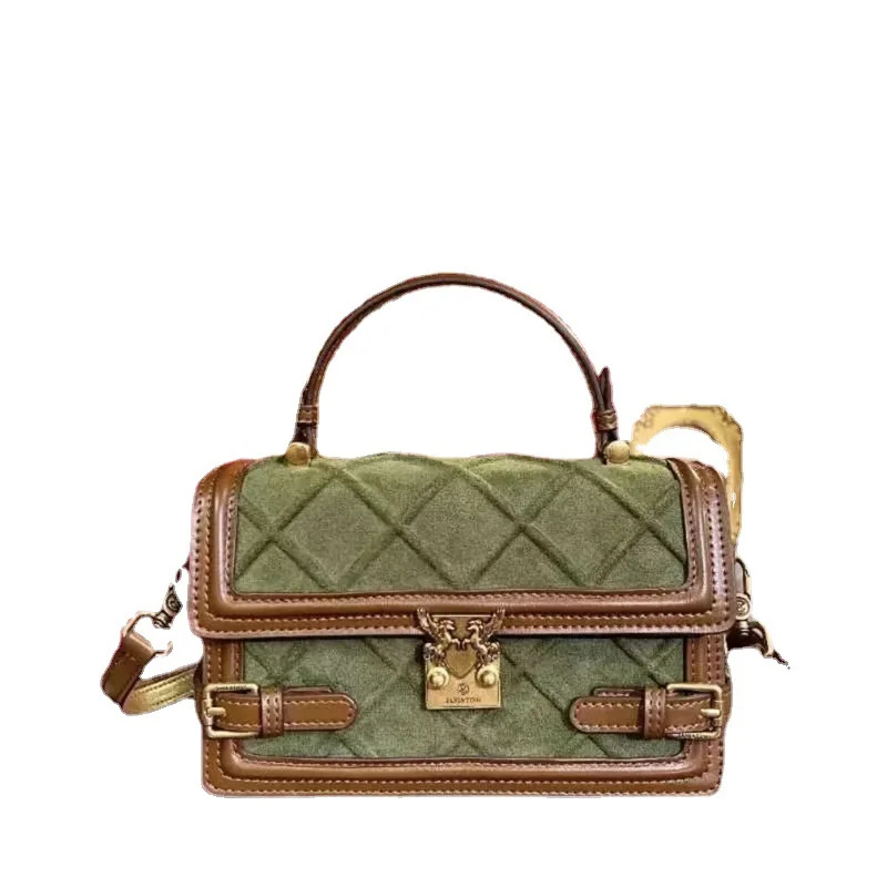 Luxury Contrast Plaid Lock Pocket 100% Leather Women's Bag 2023 New Handbag Cosplay Ware Shoulder Bag Famous Brand Channels sac