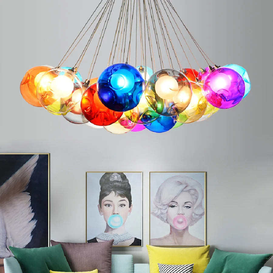 

Glass Led Chandelier Lighting Color transparent Lamp Living Room Bedoom Kitchen Light Fixtures Modern Indoor Home Decor Lustre