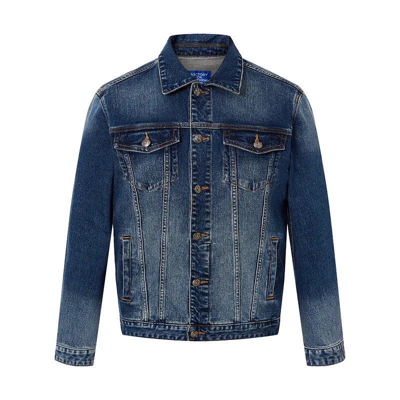 

Men's Denim Jacket Slightly Stretch Printed Safari Style Vintage Outwear