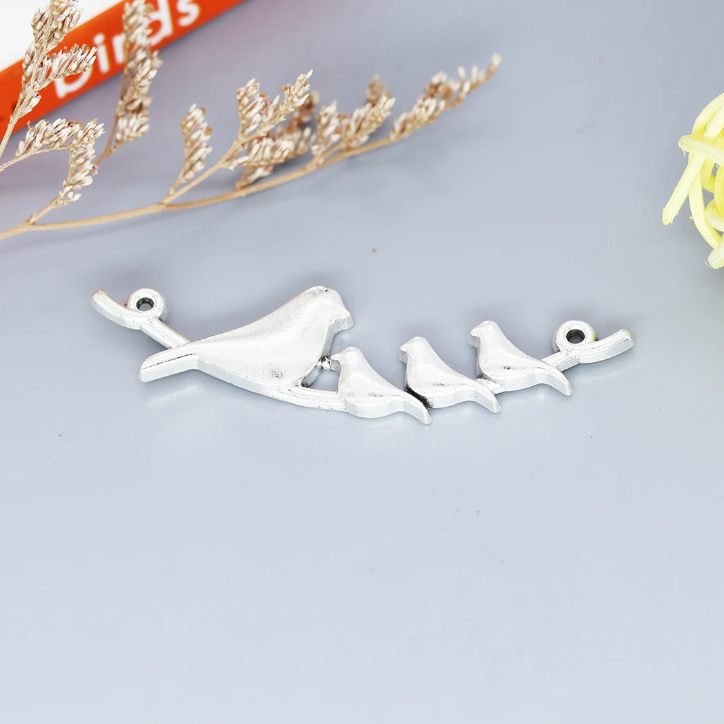 

5 шт., подвески-соединители в виде птиц, античное серебряное покрытие, античная бронза, подвеска для браслета, Ювелирная фурнитура
