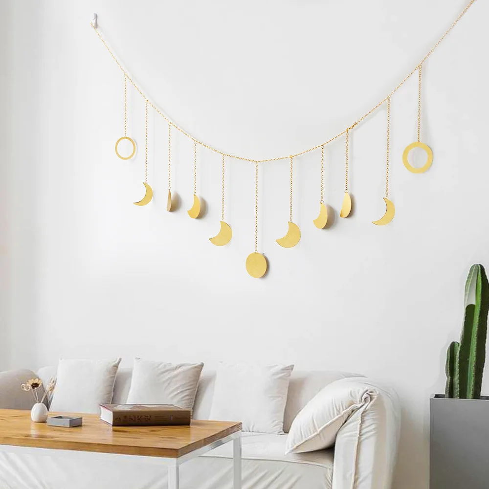 

Настенная подвеска в виде Луны и звезды, украшение ручной работы в скандинавском стиле для дома, детский подарок, украшение для гостиной