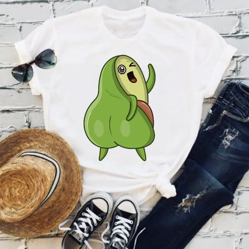 

Tee Women Trend Lady Avocado Funny Fruit Beach Casual Top Short Sleeve Fashion Summer Tshirt Spring Travel Graphic T-Shirt