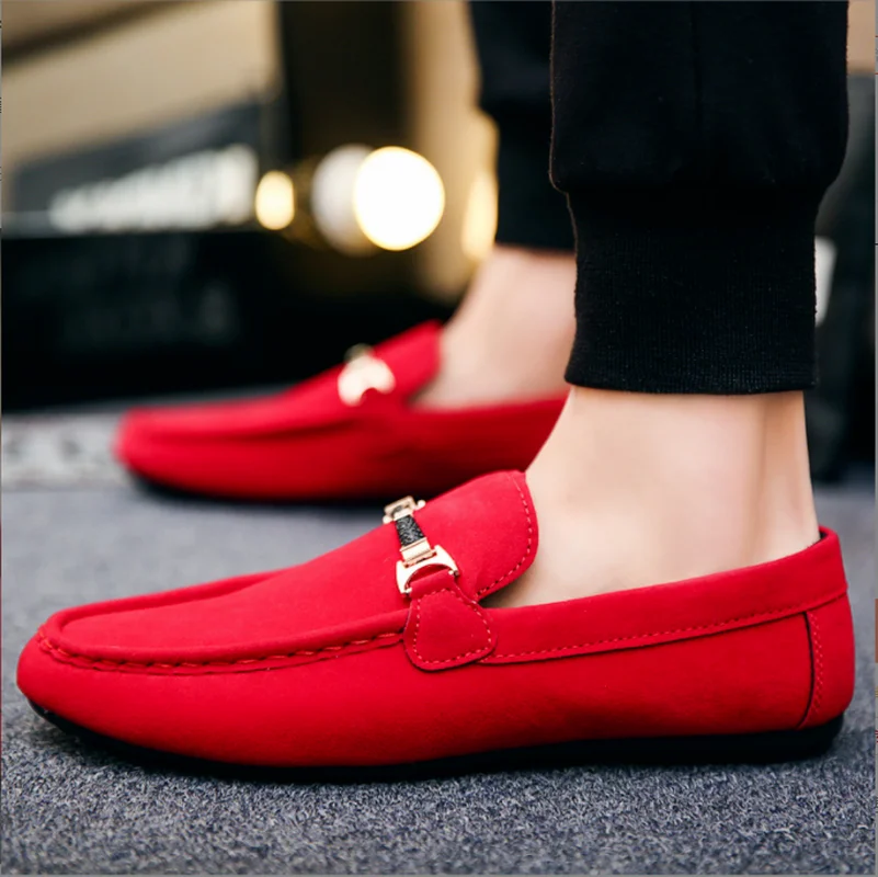 

Mannen Zapatos De Hombre Lederen Schoenen Casual Mannelijke Schoenen Volwassen Rode Rijden Mocassin Zachte Non-Slip Loafers