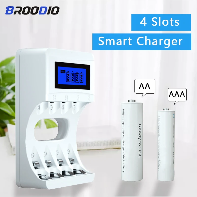 

Smart aa Battery Charger USB Fast Charger For 5V/2A AA/AAA NiMH NiCd Batteries aa aaa Charging With 4 Slots LCD Smart Chargers