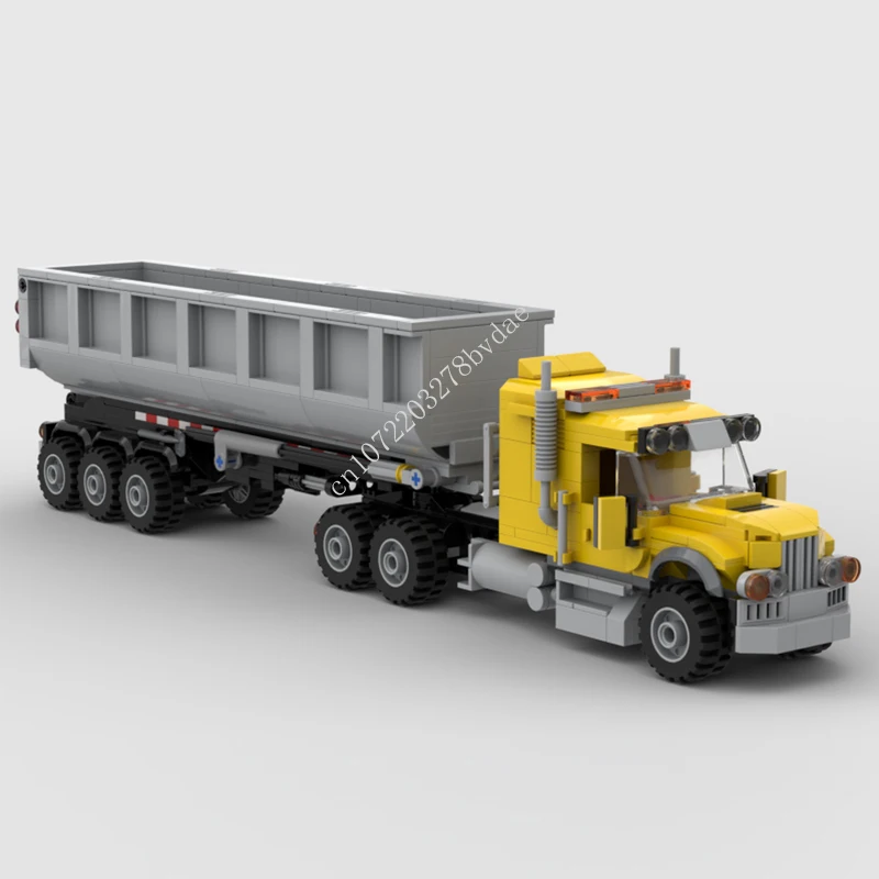 

520PCS MOC City Transportation Truck & 8 x 33 end Dump Trailer Model Building Blocks Bricks DIY Creative Assembly Kids Toys Gift