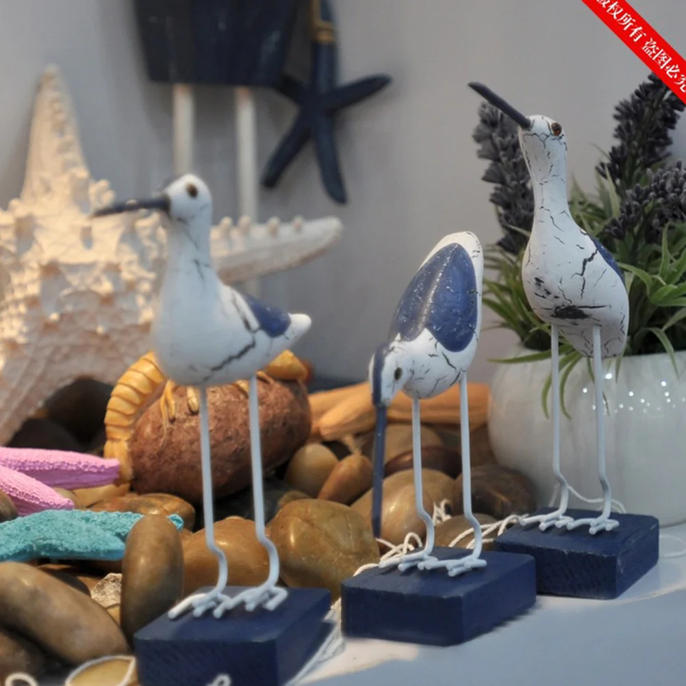 

Bird Nautical Seagull Statue Decor Sculpture Wooden Beach Coastal Ornament Decoration Ornaments Figurines Figurine Seabirds