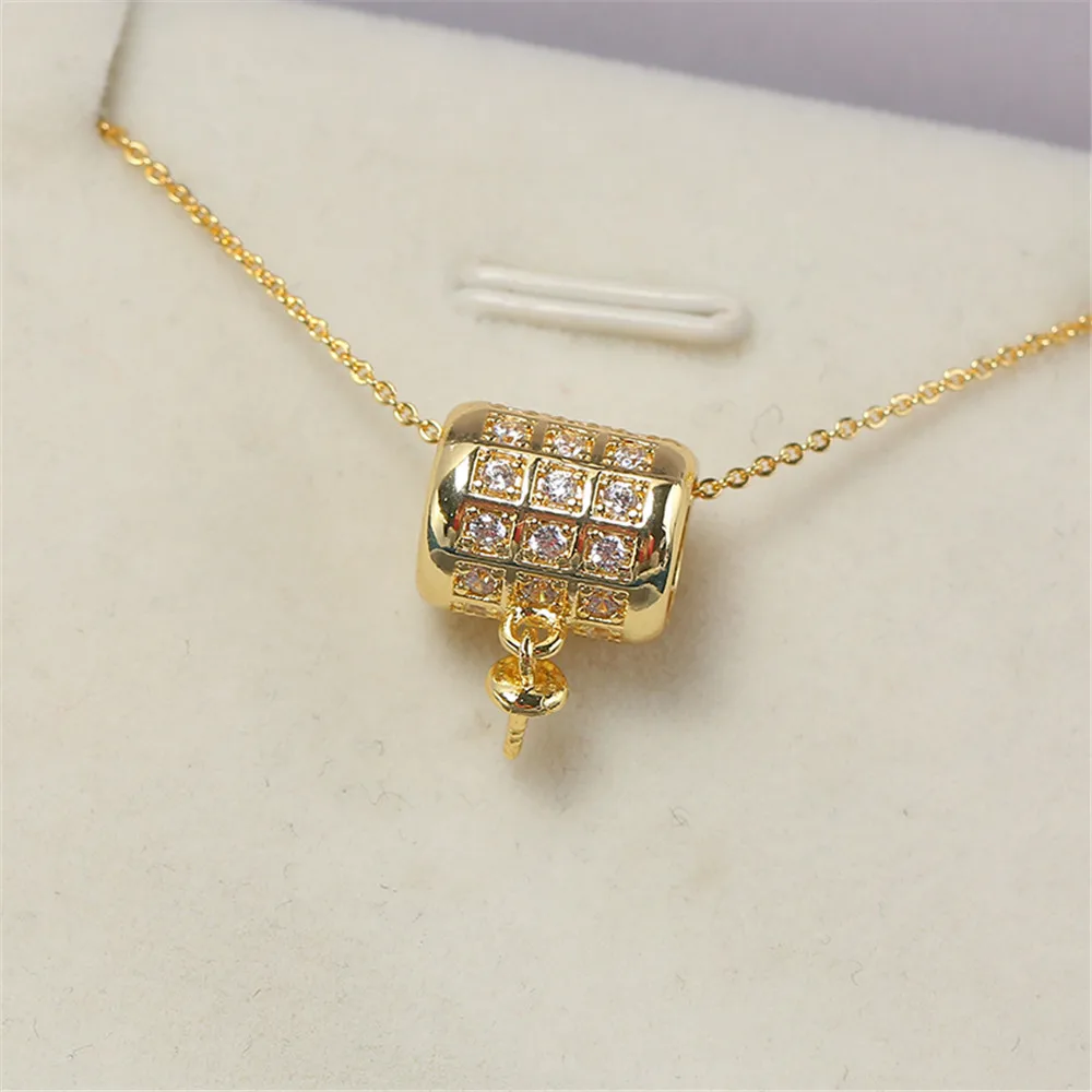 

Domestic 14k Gold Injection Roller Zircon Pearl Pendant Necklace Jewelry DIY Agate Jade Accessories Exquisite