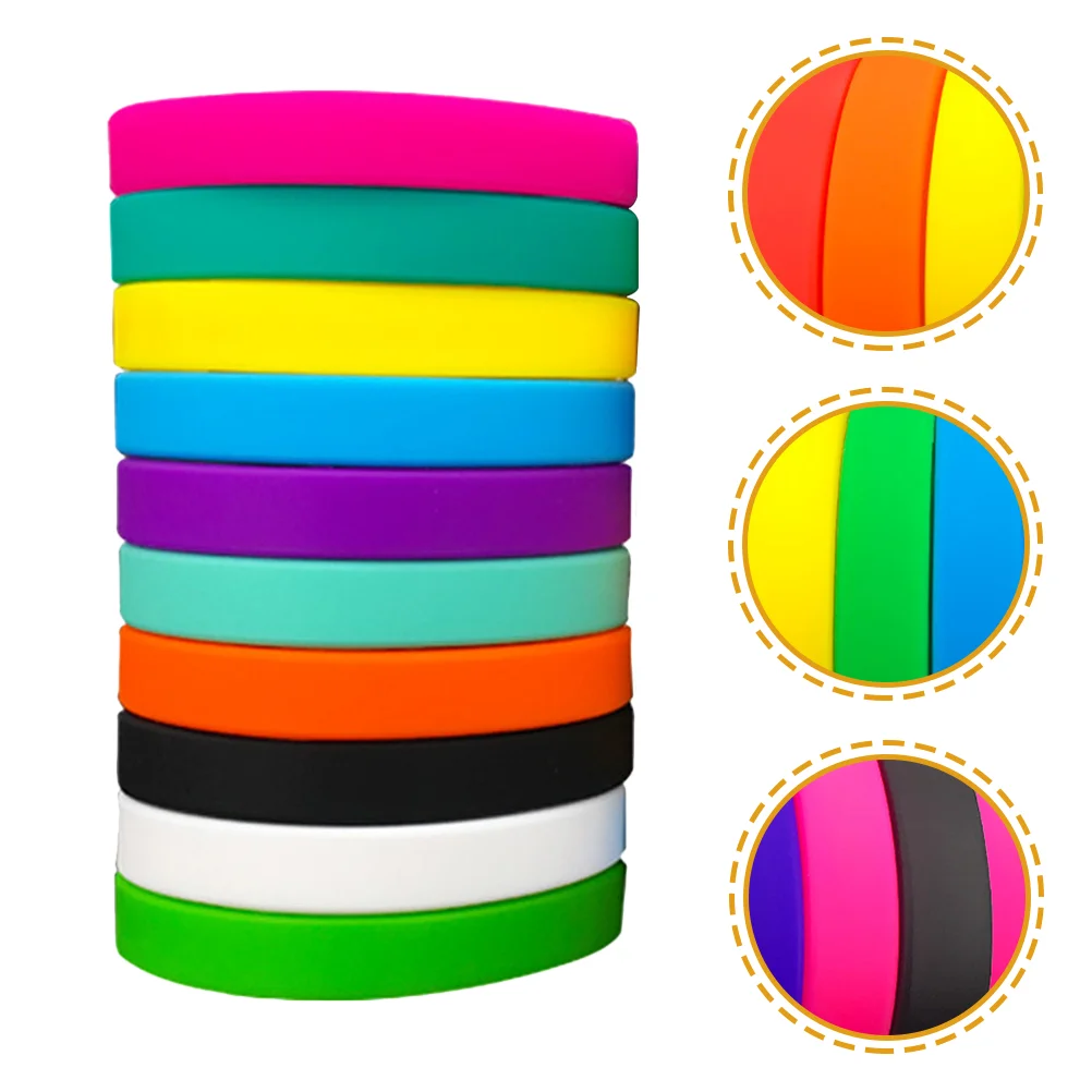 

Bracelets For Man Bracelets Silicone Glow Luminous Rubber Wristbands Bracelet Wristband Party Sports Running Kids Rainbow