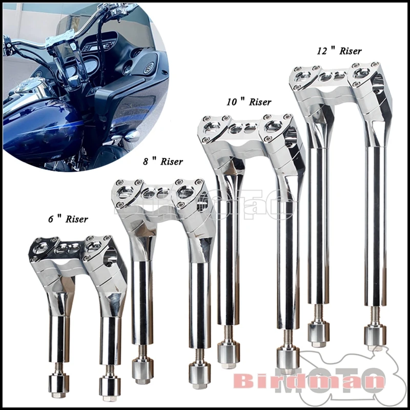 

For Harley Dyna Softail Sportster Touring Motorcycle 25mm 1" Pullback Handlebar Risers Clamp W/ 6"+1"/8"+1"/10"+1"/12"+1" Rise