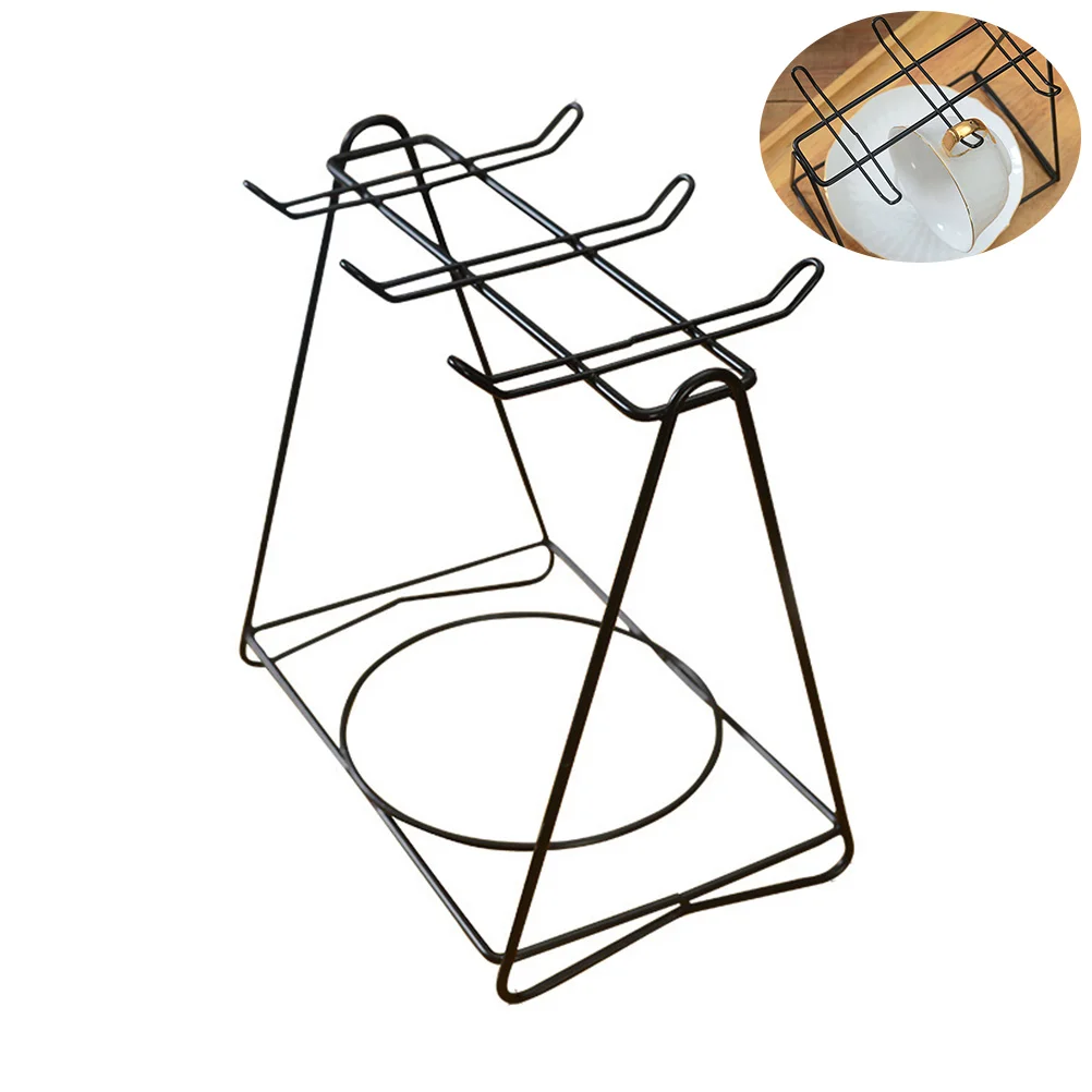 

Rack Cup Mug Holder Stand Coffee Plate Tea Mugs Iron Hanging Organizer Saucercountertop Storage Display Hanger Stainless Steel