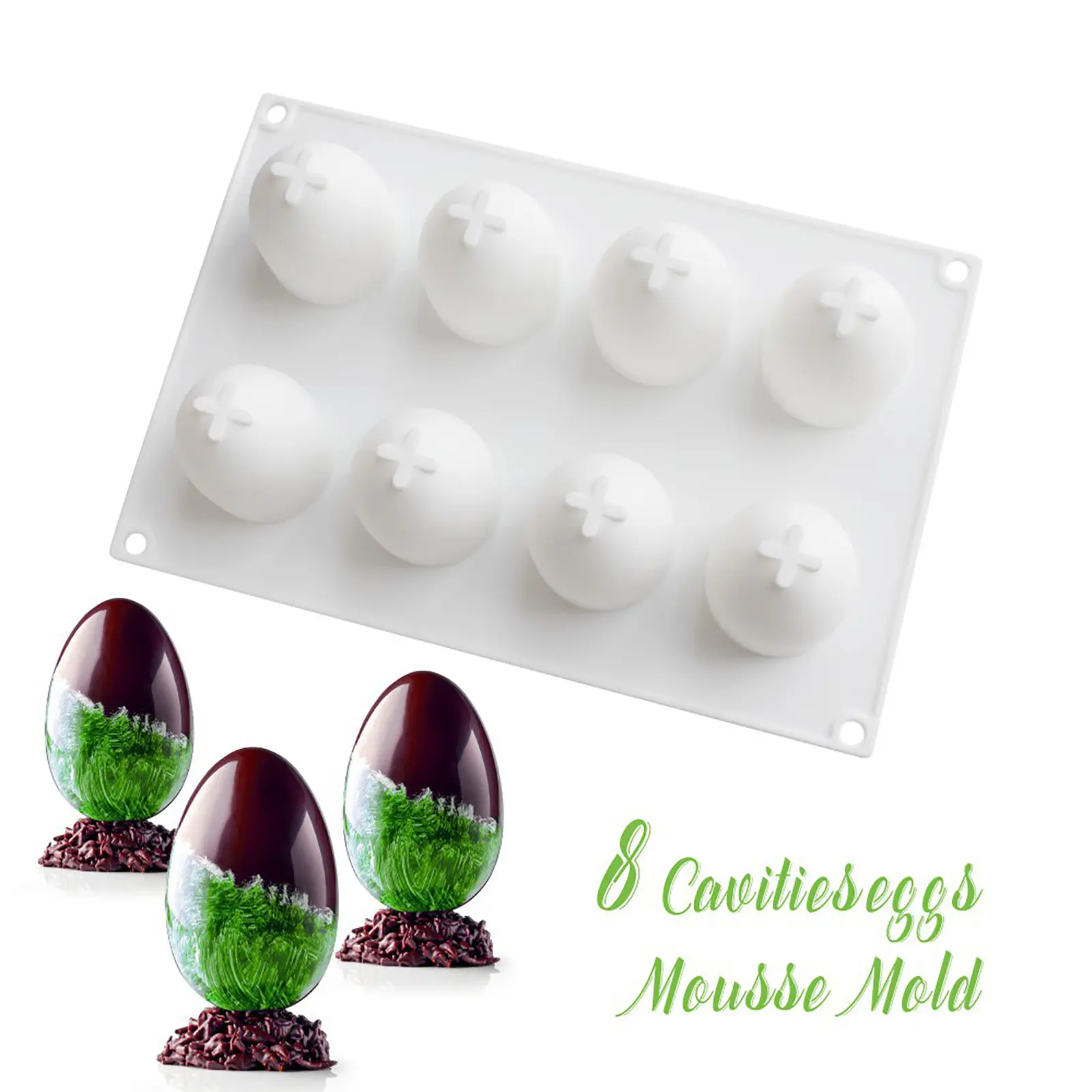 

8 Cavity Eggs Silicone Mold DIY Easter Cake Chocolate Baking Mold Egg-Shaped Candy Chocolate Jelly Fondant Making Tool