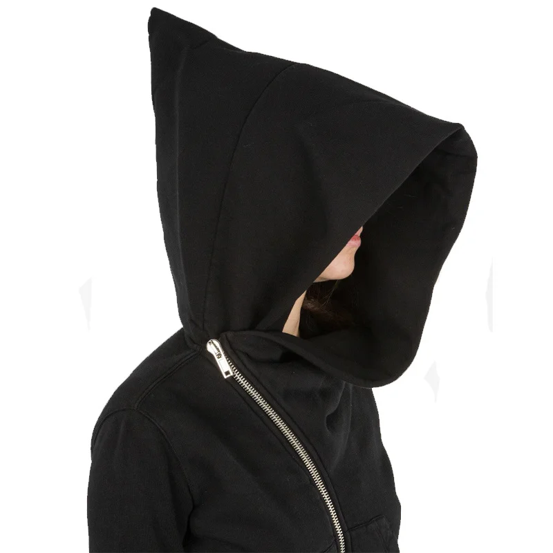 

Wizard at Oblique Zipper Punk Rock ipop Streetwear otic Style Diaonal Zip Up Black Cloak die Jacket For Men Women