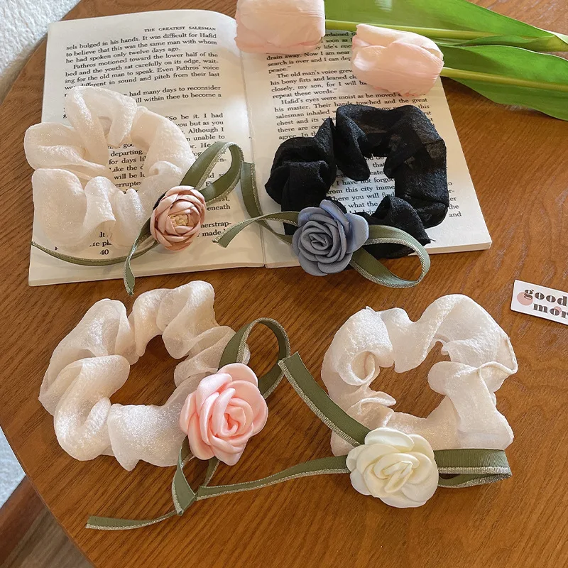 

woman Girl Hair Large intestine Hair ring fashion temperament Ponytail Camellia Flower Korean Head Accessories