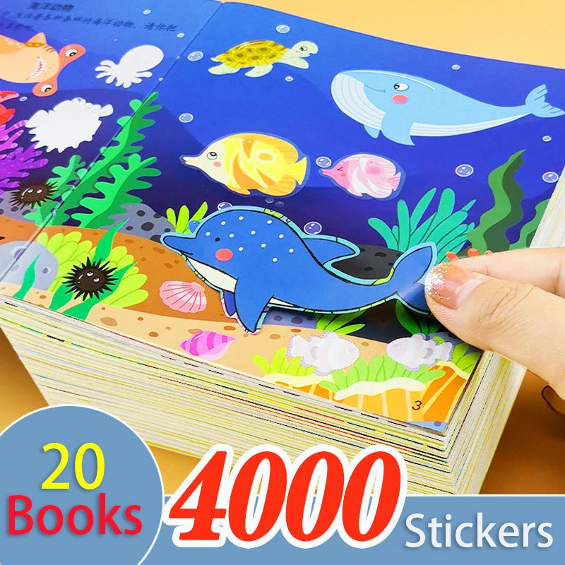 

20 Children Attention Books Training Sticker Book Whole Brain Thinking Game Stickers 0-6 Years Old Enlightenment Early Education