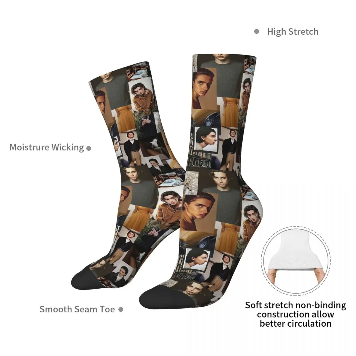 Timothee Chalamet Collage Adult Socks,Unisex socks,men Socks women Socks