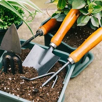 1pcs mini shovel rake set shovel for plants bonsai tools garden mini hand tools miniature planting tool wooden handle spade