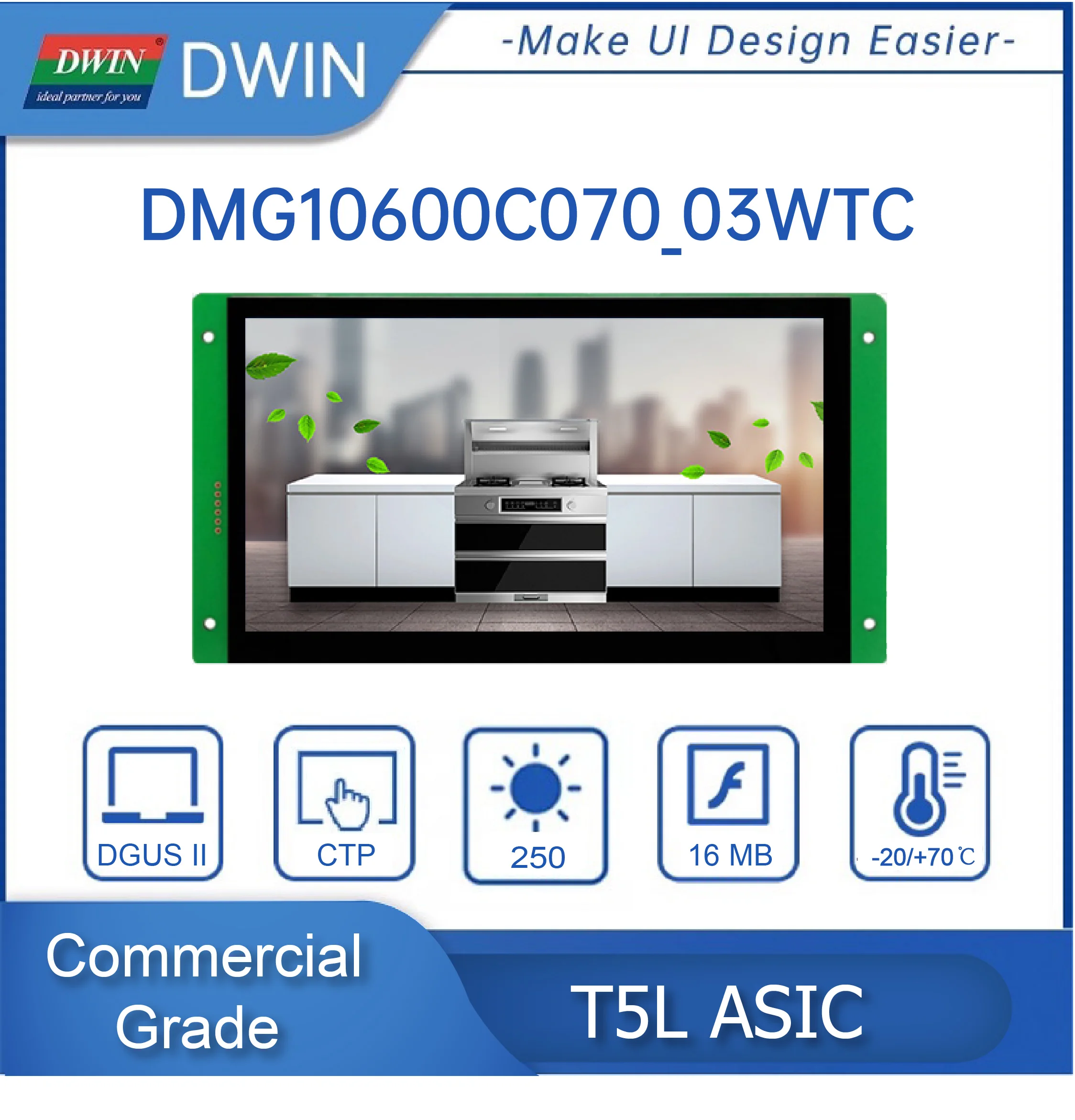 DWIN 7,0 дюймовый дисплей 1024 * RGB * 600 HMI умный модуль IPS-TFT-LCD, широкий угол обзора-dmg10600c070 _ 03w