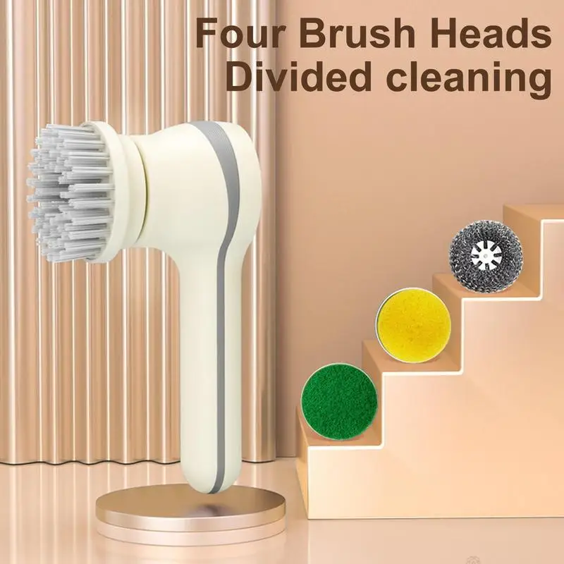 

Electric Cleaning Brush Kit Powerful All Purpose Cleaner Handheld Cleaning Brush With 5 Replaceable Brush Head Home Cleaning