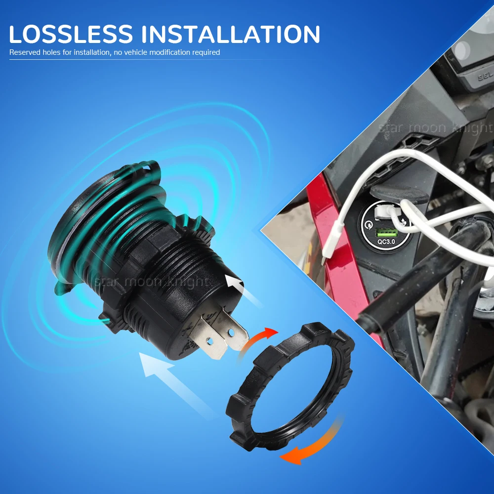 Быстрое зарядное устройство NX400 с двумя разъемами USB Type-C и QC3.0 для мотоциклов Honda NX