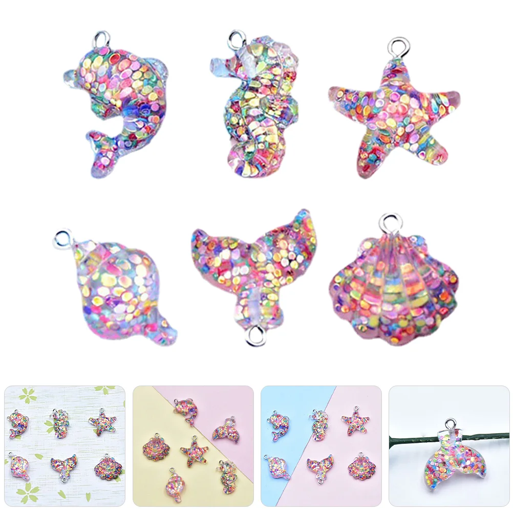 

6pcs Jewelry Making Findings Bracelet Necklace Earring Ocean Theme Sequin Pendants