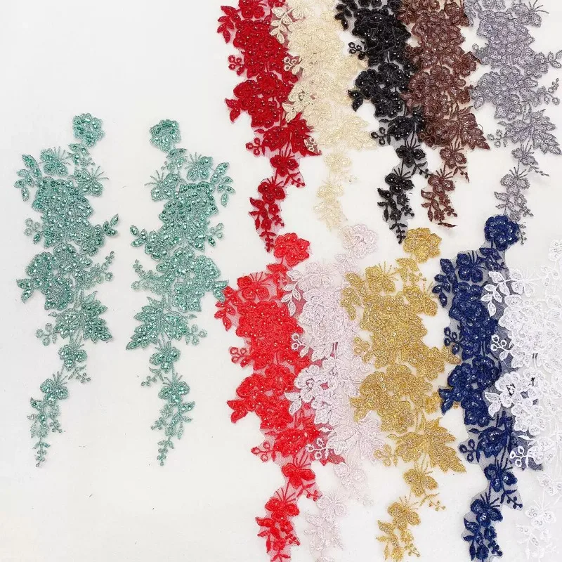 Вышивка блестками Цветочная аппликация для шитья искусственная ткань воротник для свадебного платья искусственное платье Декор DIY ремесла