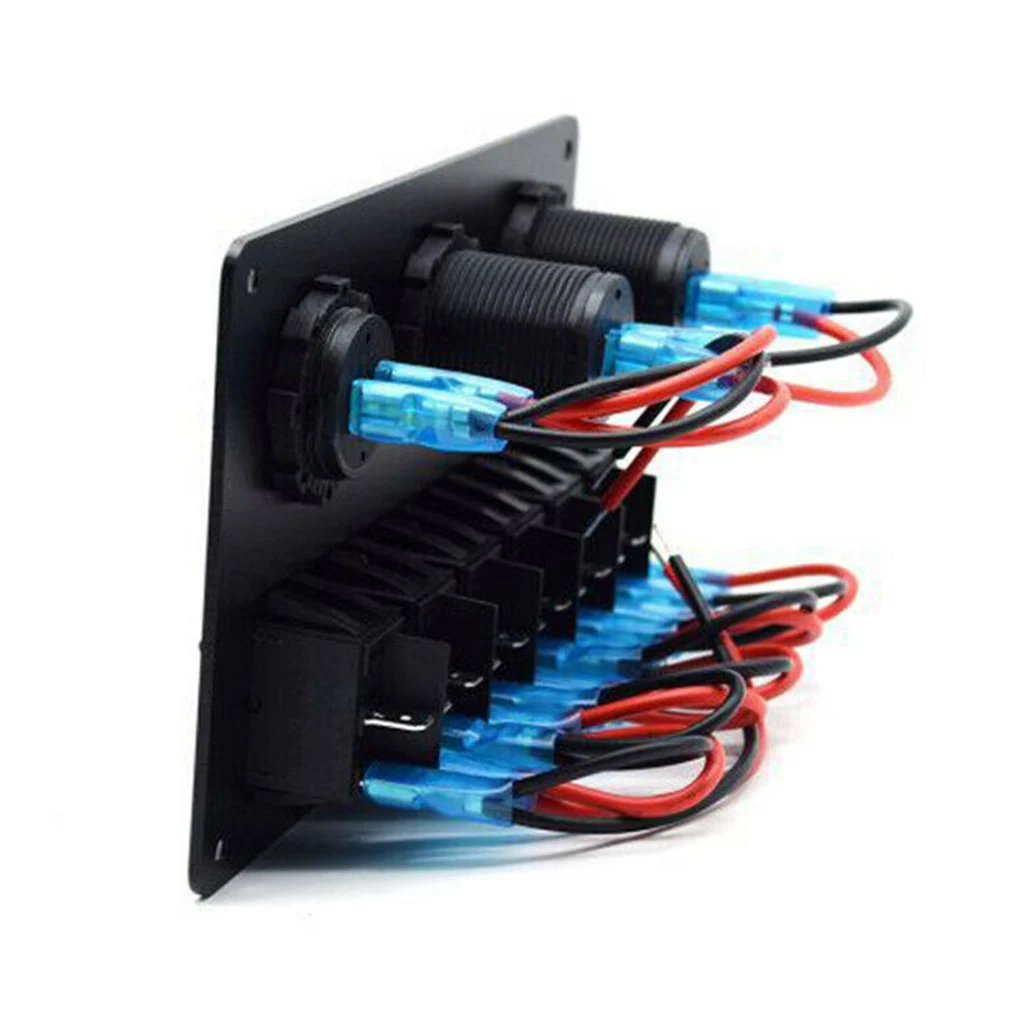 

LED Rocker Switch Panel With Digital Voltmeter Dual USB Port 12V Outlet Combination Waterproof Switches For Car Marine Boat