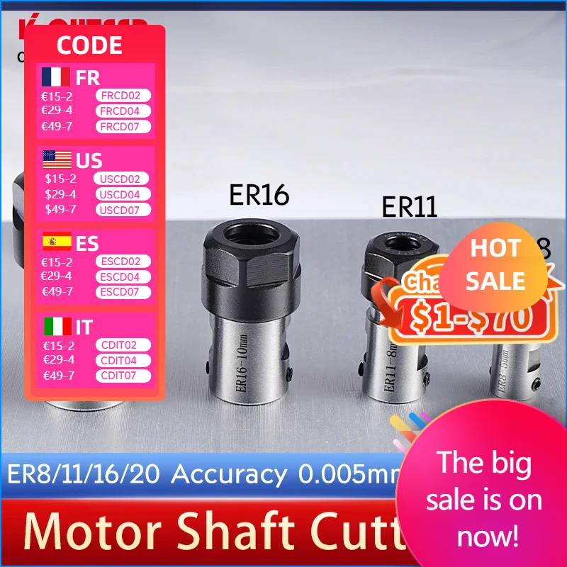 

Держатель инструмента ER вала двигателя KCUTEER ER8 / ER11 / ER16/ ER20