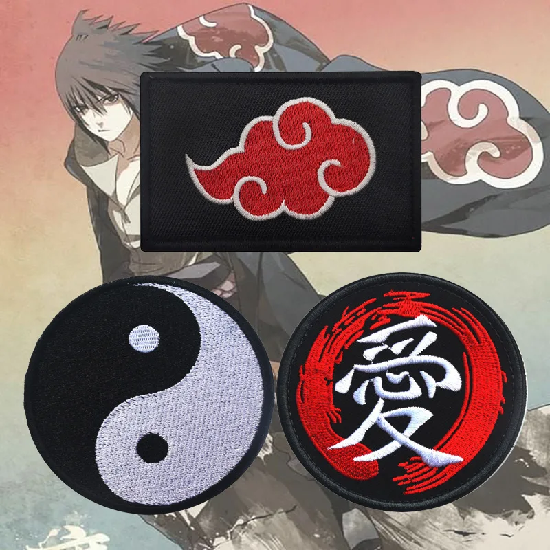 Anime Patches Embroidery Patches for Clothing Morale Badge Cosplay Backpack Hat Sticker Red Cloud Tai Chi Hook and Loop Patch