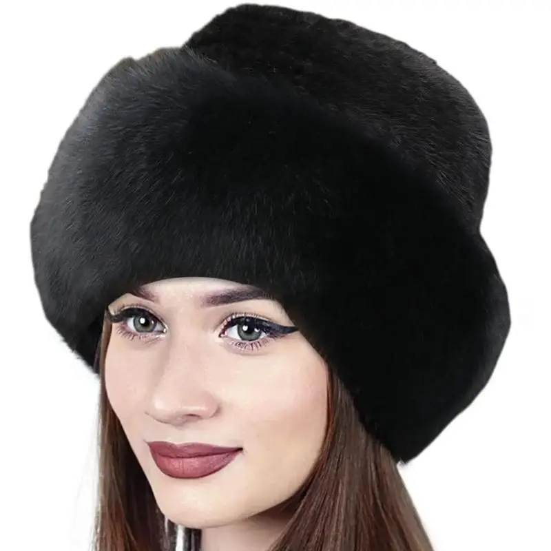 

Зимние женские Искусственные меховые русские шапки, женская зимняя искусственная пушистая теплая шапка, шапки, зимние товары для путешеств...