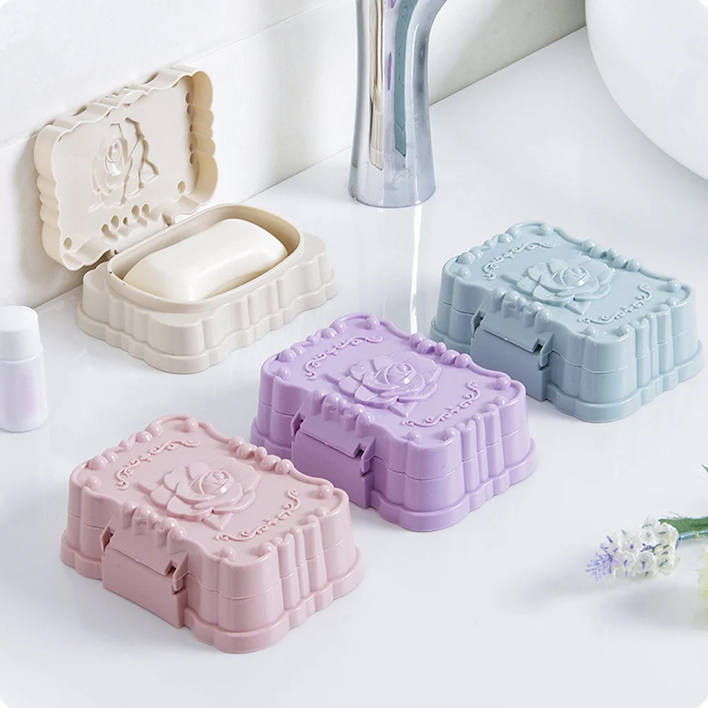 

4 Pcs Travel Soap Case Container Portable Bathroom Holder Pp Plastic Dish Supplies