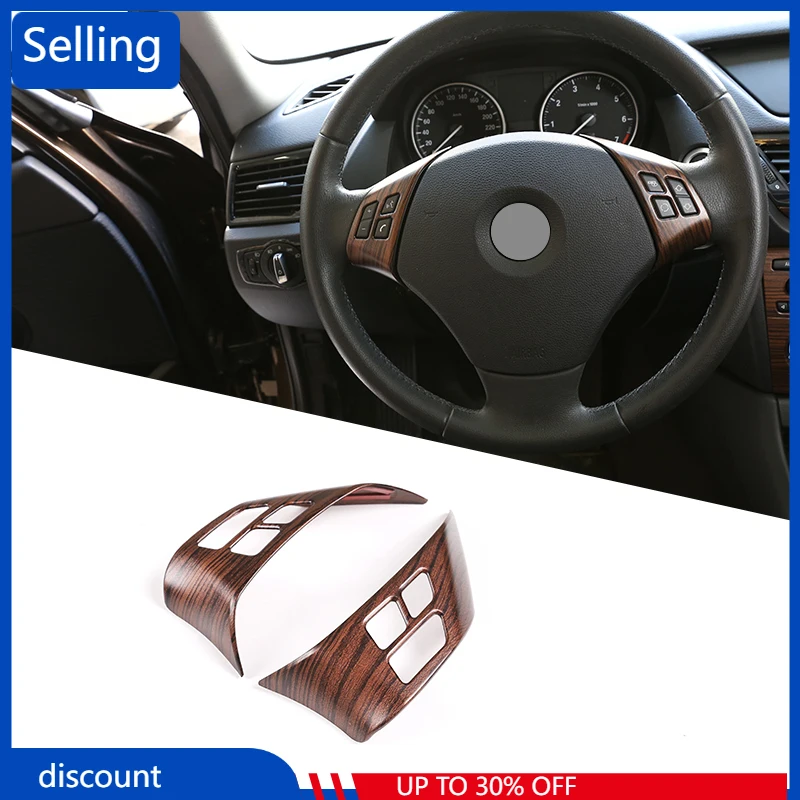 

For BMW X1 E84 2010-2013 For BMW E90 E92 3 Series 2005-2012 ABS Pine Wood Grain Car Steering Wheel Button Frame Accessories fast