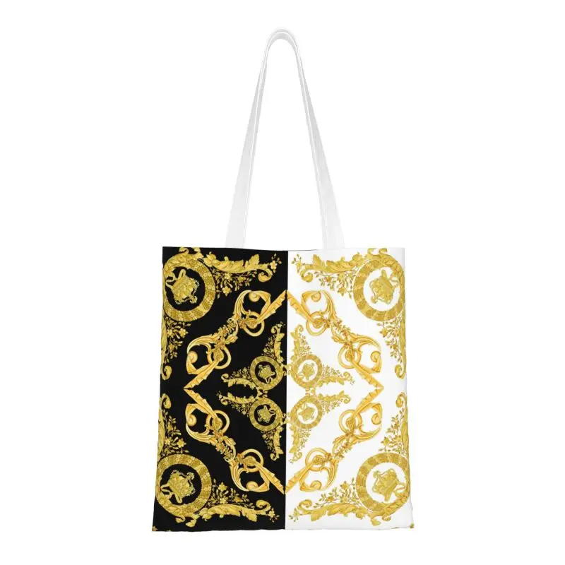 

Baroque Greek Ornament GoldenMeander Meandros VINTAGE Groceries Shopping Tote Bags Women Canvas Shopper Shoulder Bag Handbag