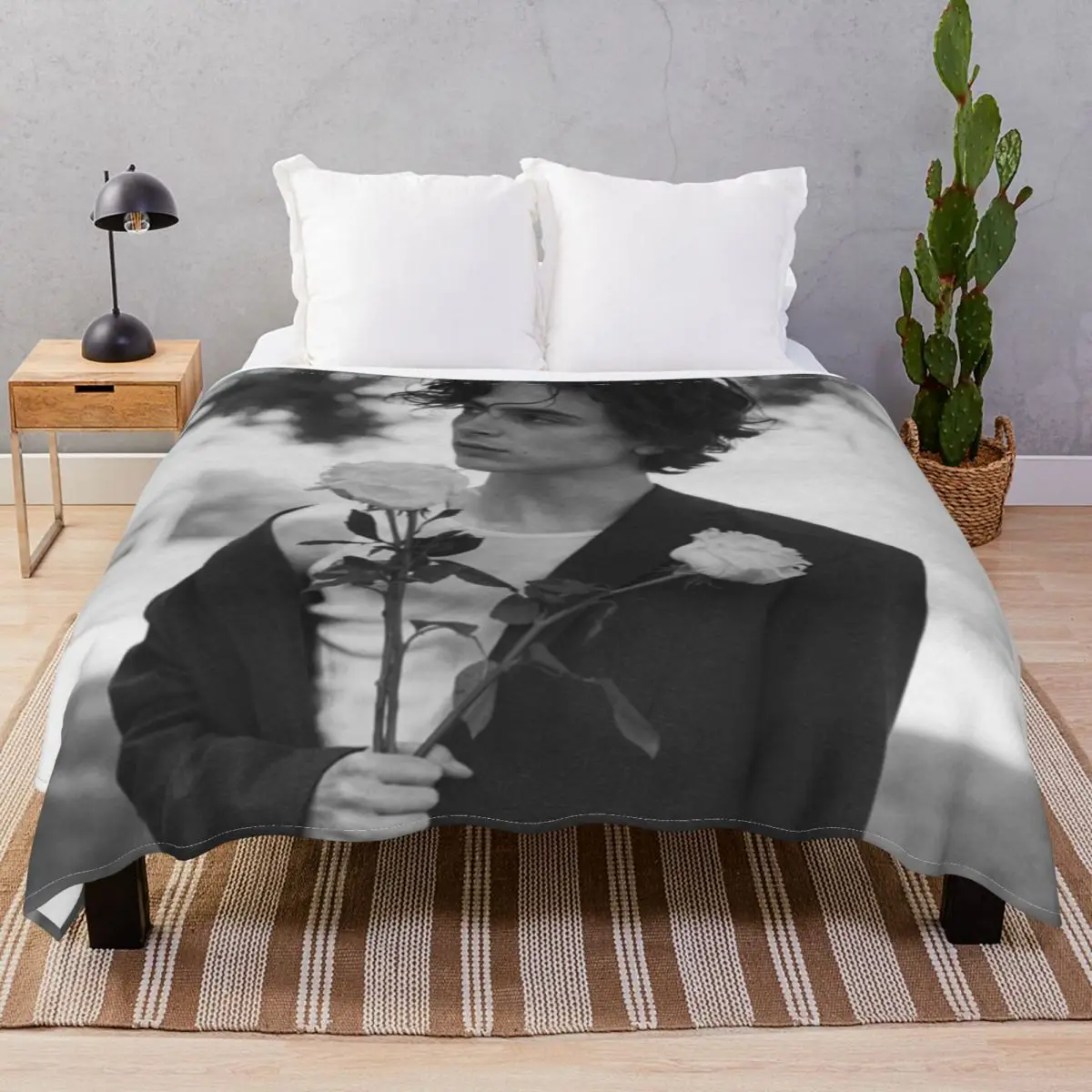 Timothee Chalamet Blanket Flannel Summer Multi-function Throw Blankets for Bed Home Couch Camp Office