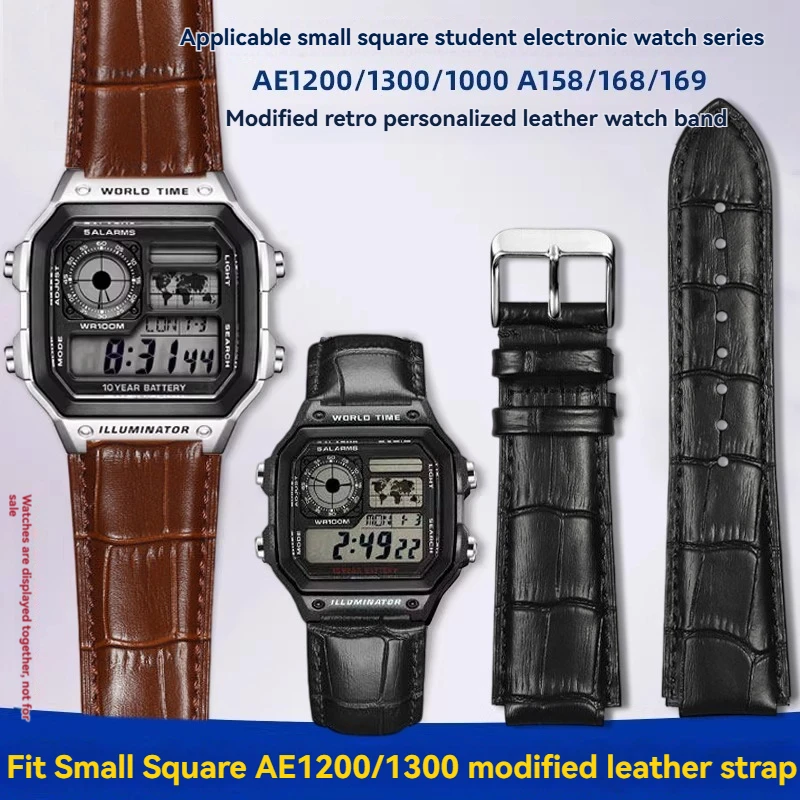 Фото Модифицированный ремешок для часов из воловьей кожи AE-1200WH для Casio AE1200, AE1300, AE1000, A159, A158, A168, F91W, аксессуары для мужских часов №1