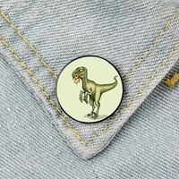 raptor eating pizza printed pin custom funny brooches shirt lapel bag cute badge cartoon jewelry gift for lover girl friends