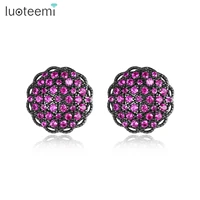 luoteemi greenredbluewhite cz fashion stud earring vintage round hip hop sexy jewelry earrings for women girls wholesale
