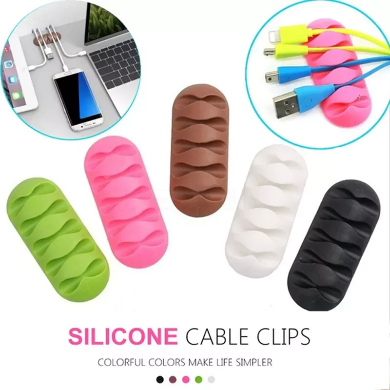 

New in Pcs Multipurpose Phone Accessories Silicone Wire Cord Cable Line Fixer Winder Tidy Holder Drop Clips Organizer envio grat