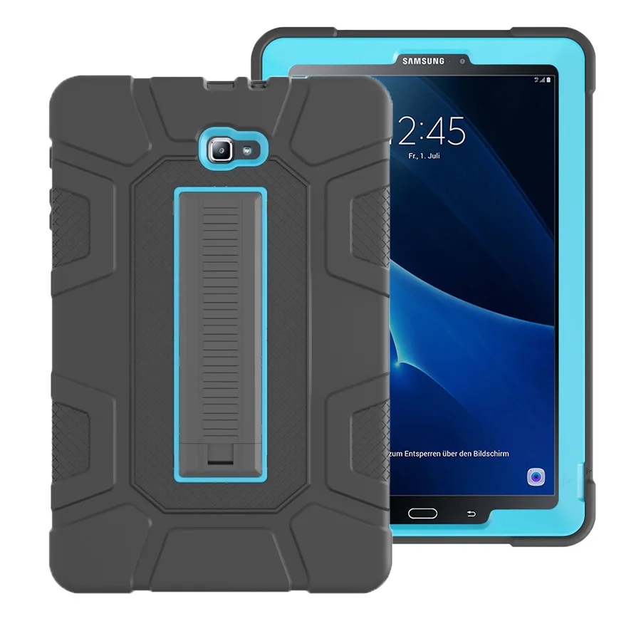

New Armor Case For Samsung Galaxy Tab A A6 10.1 2016 T580 T585 SM-T580 SM-T585C Silicone Rubber Shockproof Tablet Case+Film+Pen