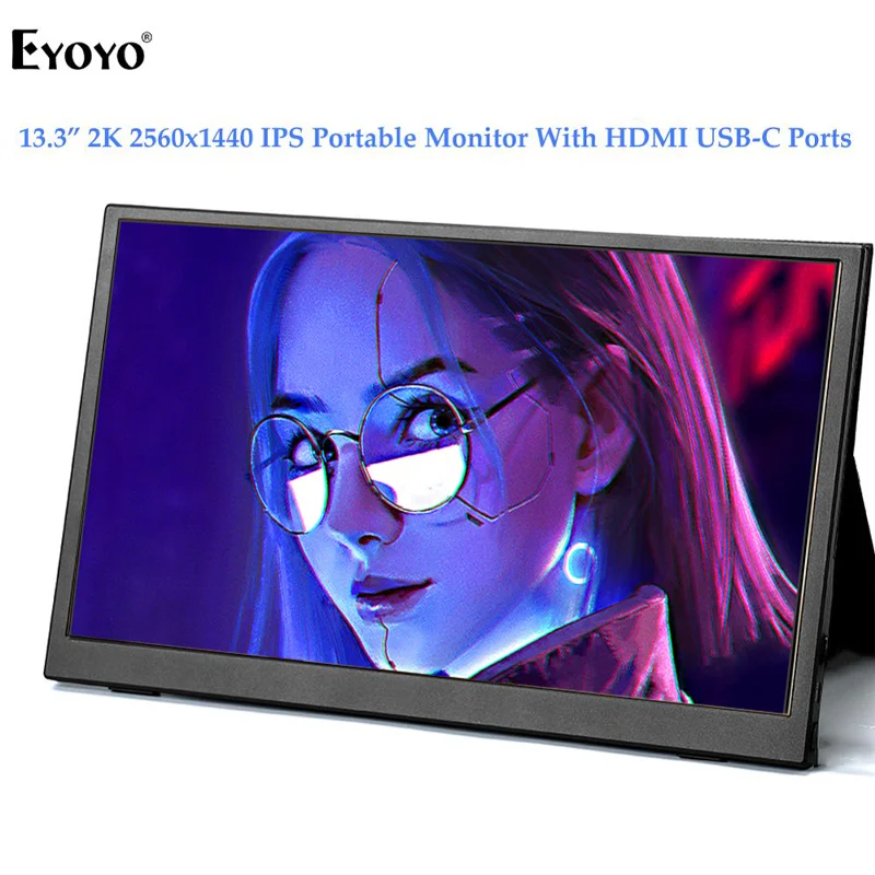 

Eyoyo Portable Monitor 13.3" IPS USB C HDMI Gaming Monitor LCD Screen 2560x1440 Laptop Second Display for Phone Xbox Switch PS4