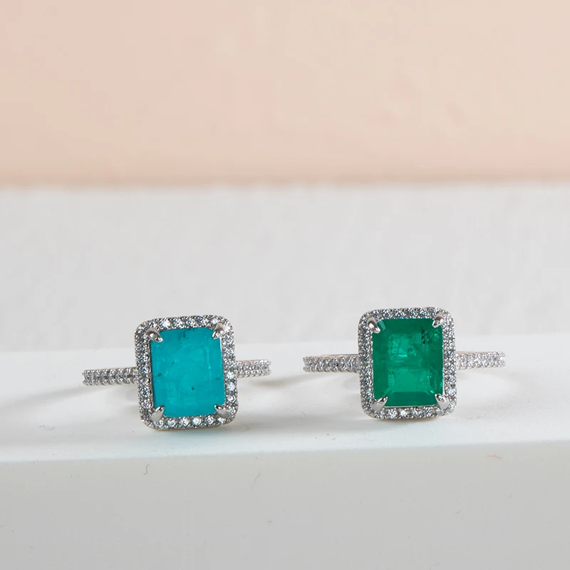 

Cellacity Women sterling silver ring for charm lady with 8*10cm green emerald gemstones wedding fine jewelry gift size 6-10
