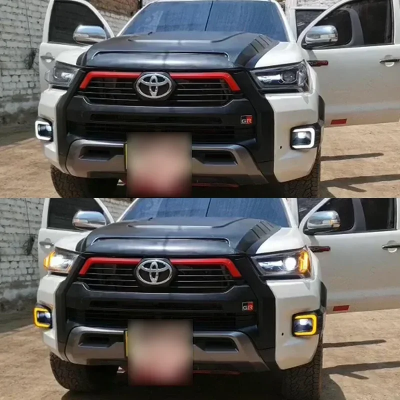 Дневные ходовые огни для Toyota Hilux Revo Recco 2020 2021 желтые Автомобильные дневные