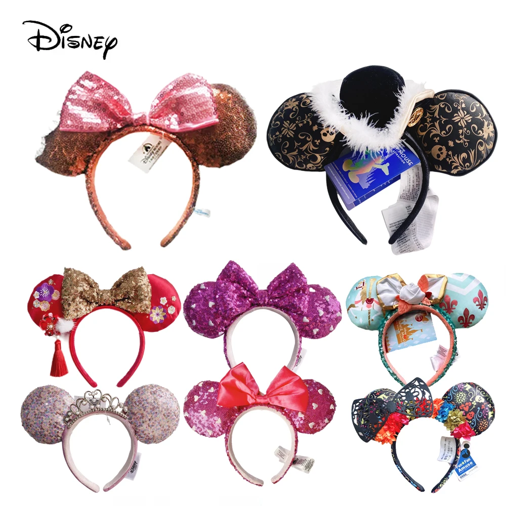 Disney Mickey Mouse Headband Transparent Plush Ball ears Headband Cartoon Minnie Ears Birthday Party Decoration(Free Shipping)